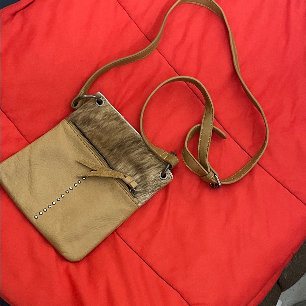 Montana West Tan Crossbody Bag with Fur Accent